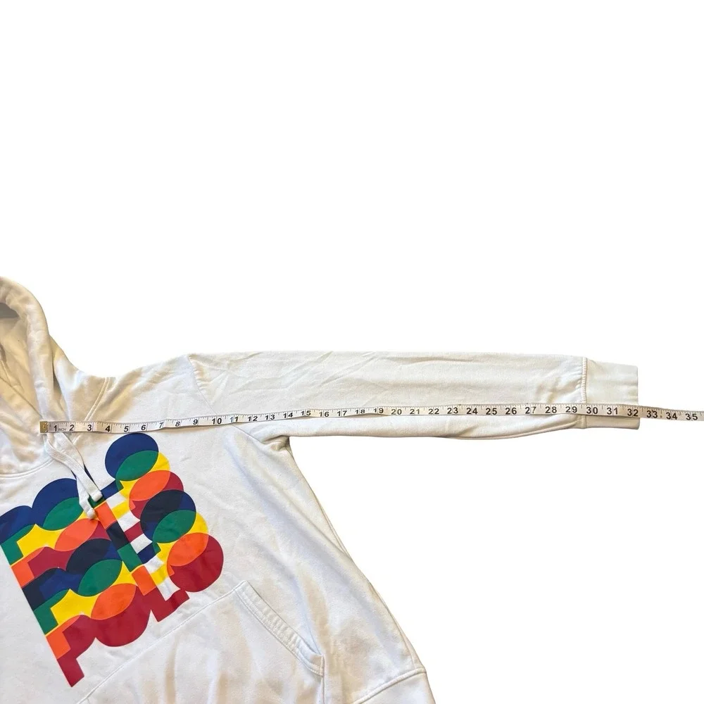 Polo Ralph Lauren Mens Logo Fleece Hoodie White Multi Color Stacked Graphic M
